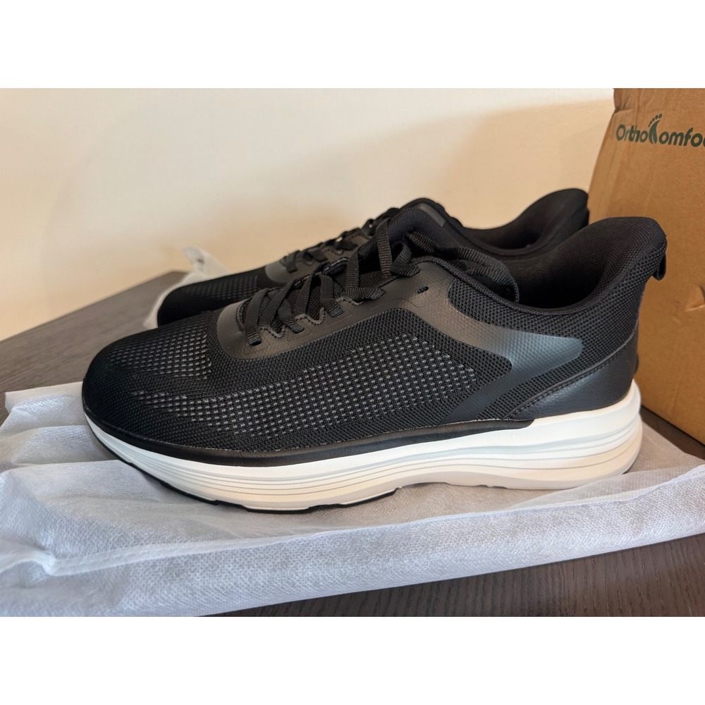 OrthoComfoot Mens Cushioned Shoes 21 Size 45 Black Orthotic Support Sneakers